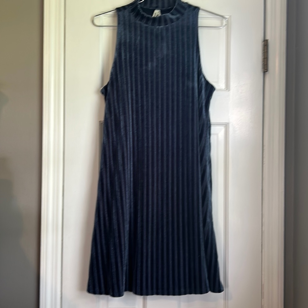 Mudd Y2K  High Neck Sleeveless Velvet Blue Dress Women's Size Large